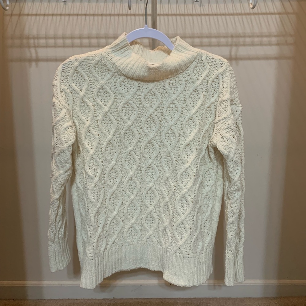 Maurices Ivory Cable Knit Mock Neck Sweater